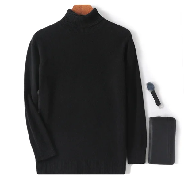 Men's pure cashmere sweater pullover high lapel - Image 3