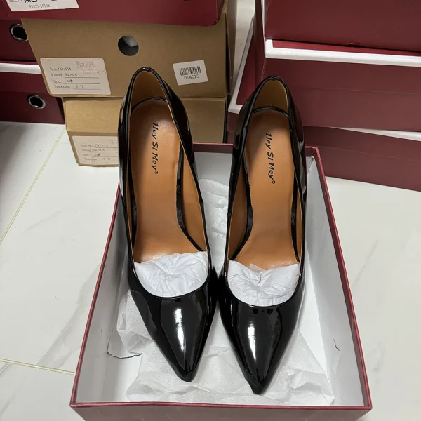 Extreme 15cm High Heels Sexy Man Pumps Black Pointed Toe - Image 5