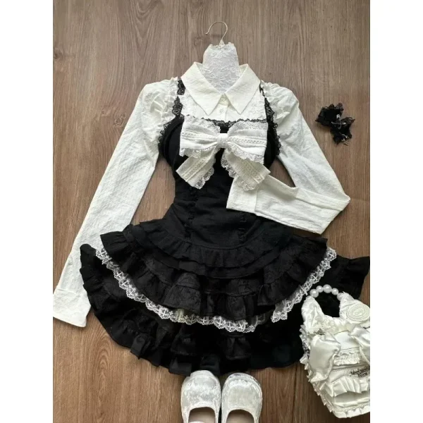 Sweet Japanese Vintage Suits Women Casual White Blouse