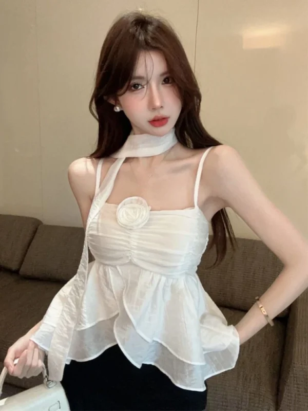 Crop Tops Blouse Hot Girls Korean Fashion Solid Tanks Chic