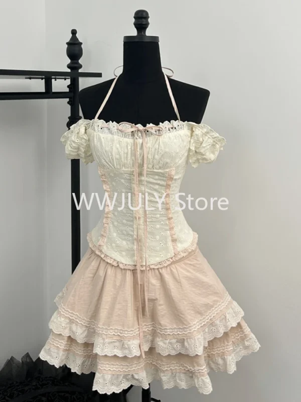 Vintage Kawaii Set Female Princess Mini Skirt Suit - Image 2