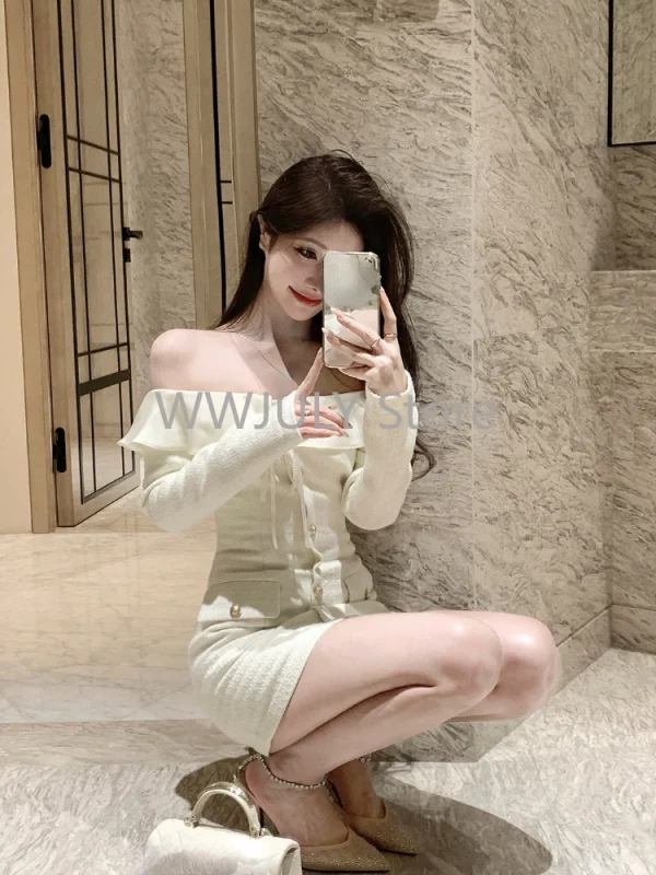 Mini Dress Women Long Sleeve Solid Slim Dress Birthday Party - Image 9