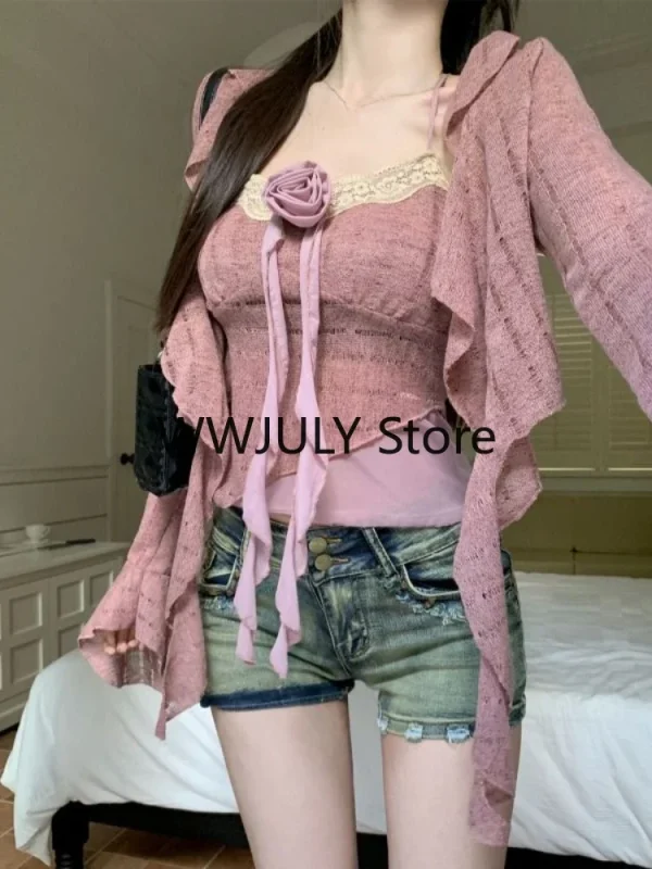 Casual Cardigan Korean Fashion Blouse Suit Woman Outfits - Image 5