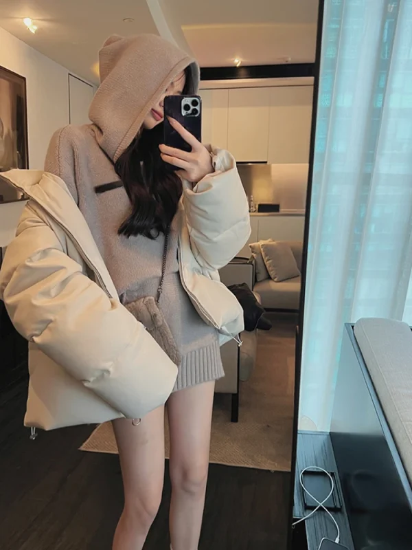 Winter Loose Hooded Clothing Woman Korean Fashion Knitted Sweater - Image 3