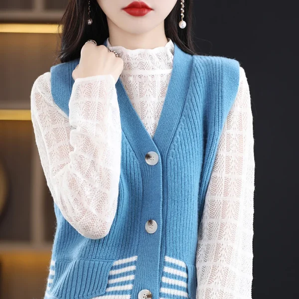 Wool women's vest spring new cardigan fashion - Image 2