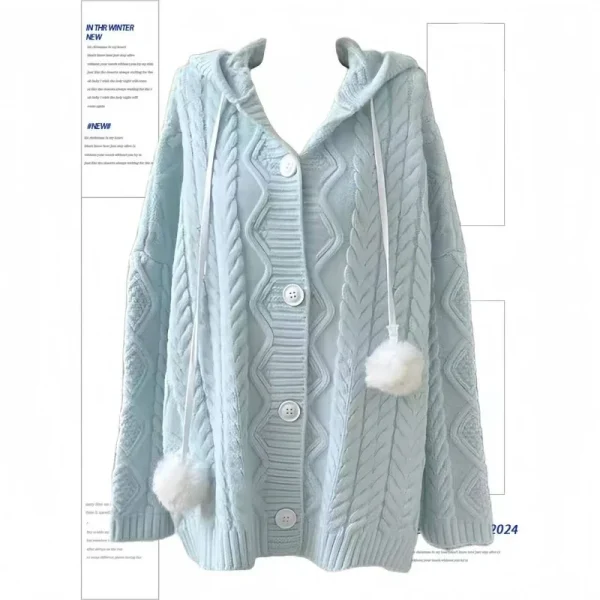 Knitted Sweater Jacket Korean Fashion Sweet Long Cardigan Outfit Jumpers Chic - Image 2