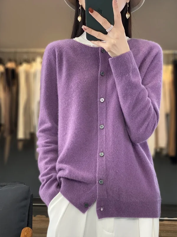 wool cardigan Spring and Autumn new cashmere sweater women - Image 4