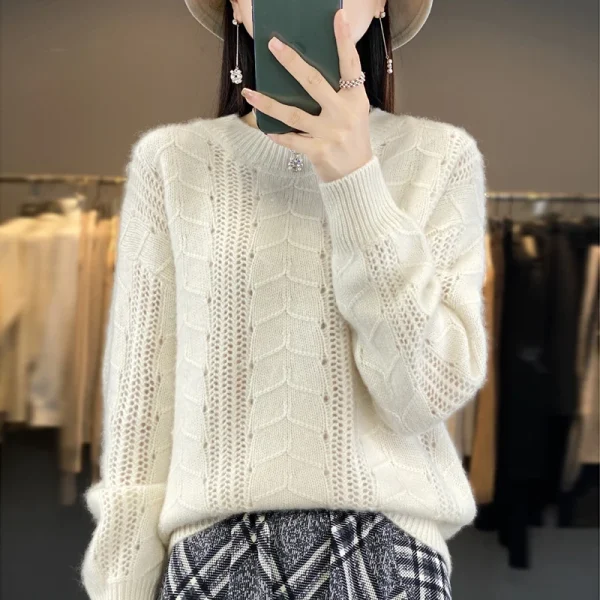 Sweater Women's Round Neck Pullover Warm Bottom Knit Shirt - Image 2