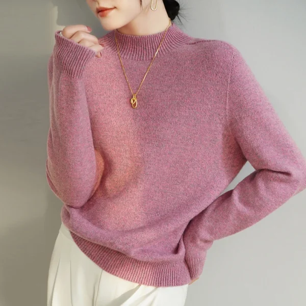 Wool cashmere pullover Women's O-neck pullover warm bottom knit shirt