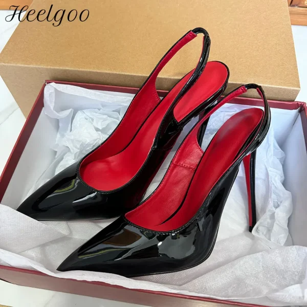 Customize Sexy Glossy Black Women Fashion Pointy Toe High Heel - Image 2