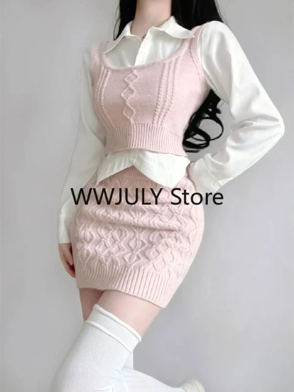 Japanese Fashion Suit Skirt Woman Sweet Crop T - Image 9