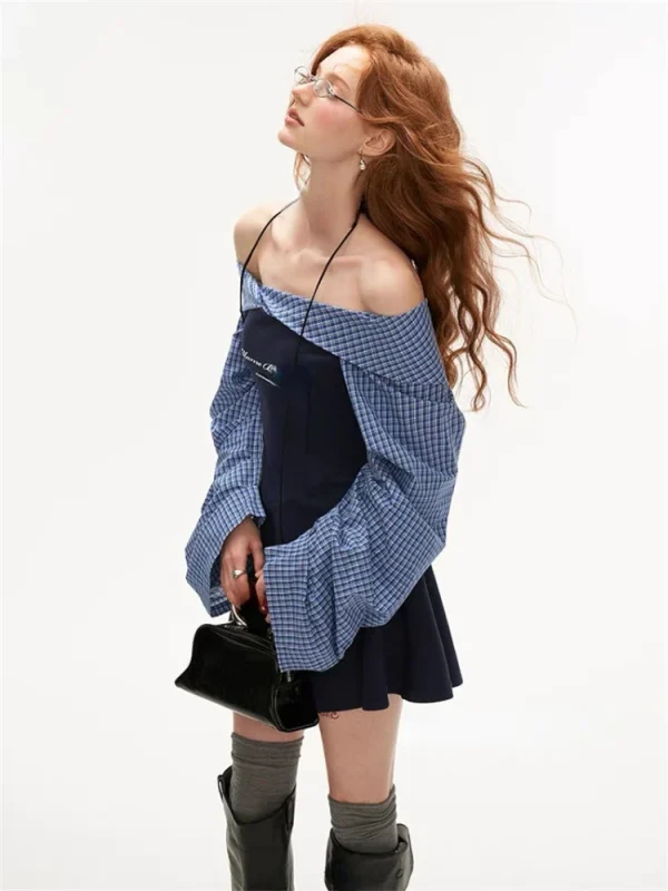 American Spicy Girl Off Shoulder Striped Dress - Image 6