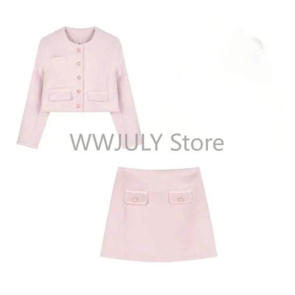 French Elegant Two Piece Set Women Slim Short Jacket Coat - Image 5