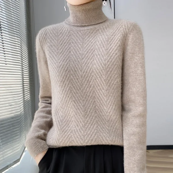 Wool cashmere sweater Women's pullover warm bottom knit - Image 4