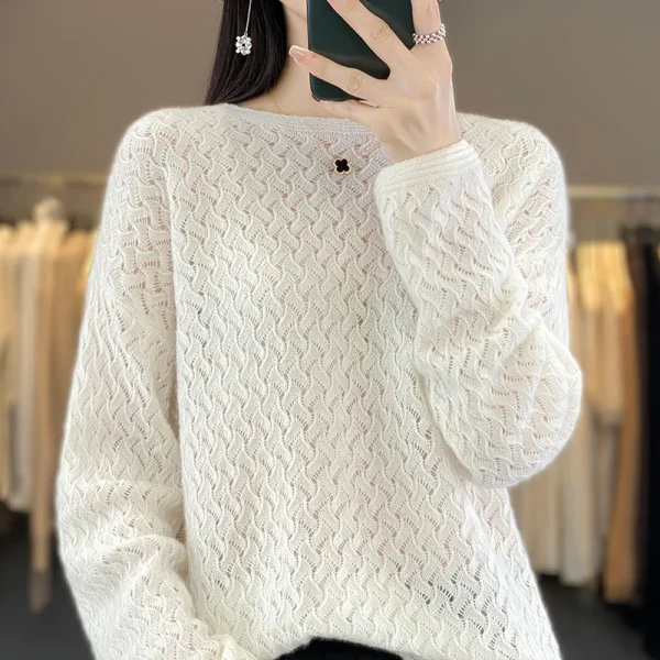 Sweater women's crocheted openwork sweater loose Korean - Image 4