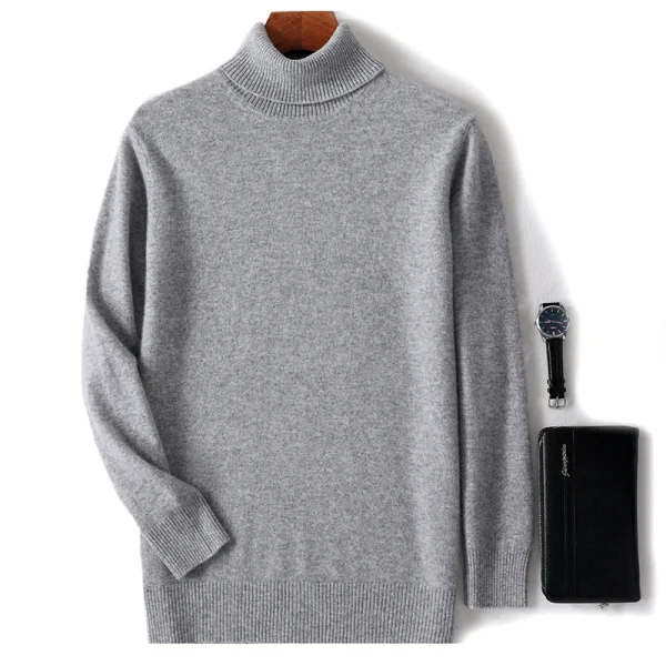 Men's pure cashmere sweater pullover high lapel - Image 6