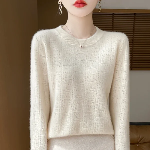 wool cashmere pullover Women's O-neck pullover Warm - Image 2