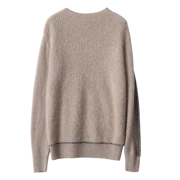 wool ladies semi-turtle neck fashion loose solid color cashmere sweater - Image 6