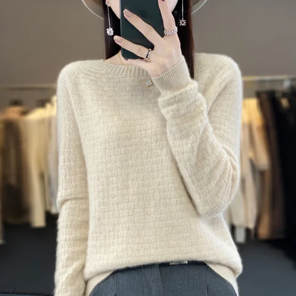 Wool Sweater O-neck Pullovers Casual Basic Long Sleeves Cashmere - Image 6