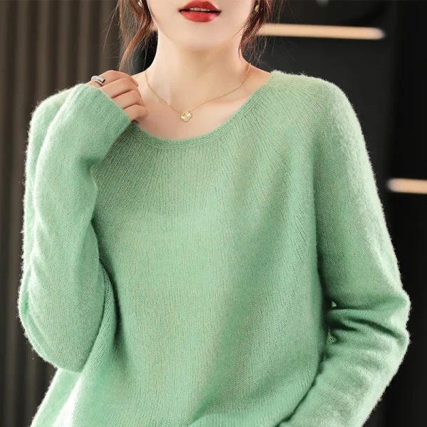 Fashion cashmere sweater women's O-collar pullover warm bottom - Image 6