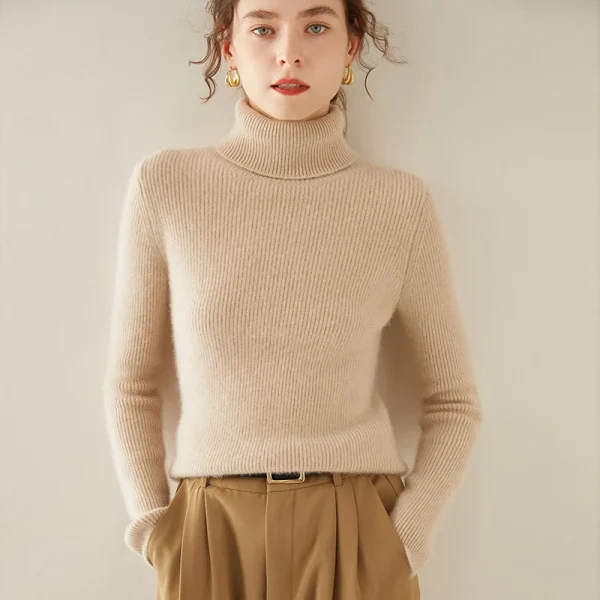 Winter new women's pullover lapel warm bottom knit shirt - Image 3