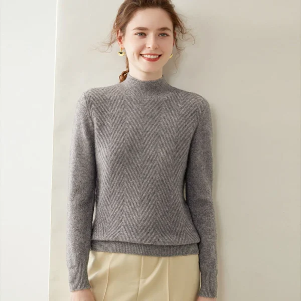 Sweater women's half turtleneck pullover warm bottom knit shirt - Image 4