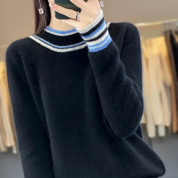 Sweater women's semi-turtleneck knitted pullover fashion - Image 6