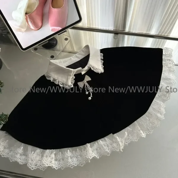 Long Sleeve Mini Dress Party Lolita Lace Dress Fashion Set Woman - Image 5