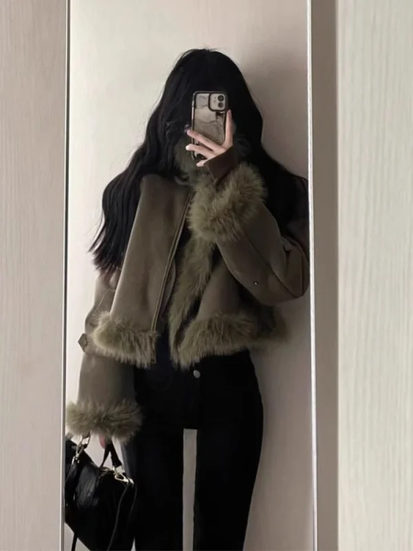 Outwear Korean Fashion Warm Coat Women Casual Long Sleeve Elegant Jackets