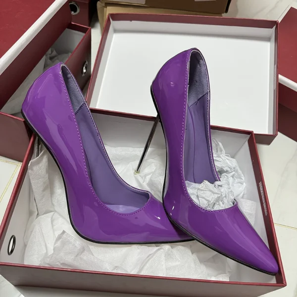 Customize 12cm Metal High Heels Women Sexy Glossy Purple - Image 4