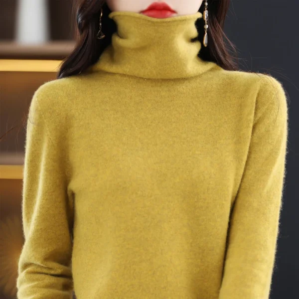 wool sweater women's high-necked pullover cashmere sweater - Image 3