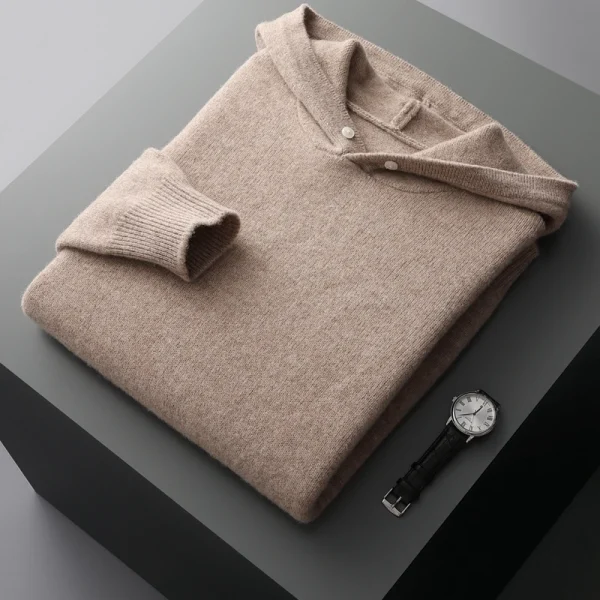 wool cashmere sweater hooded coat in autumn and winter - Image 6