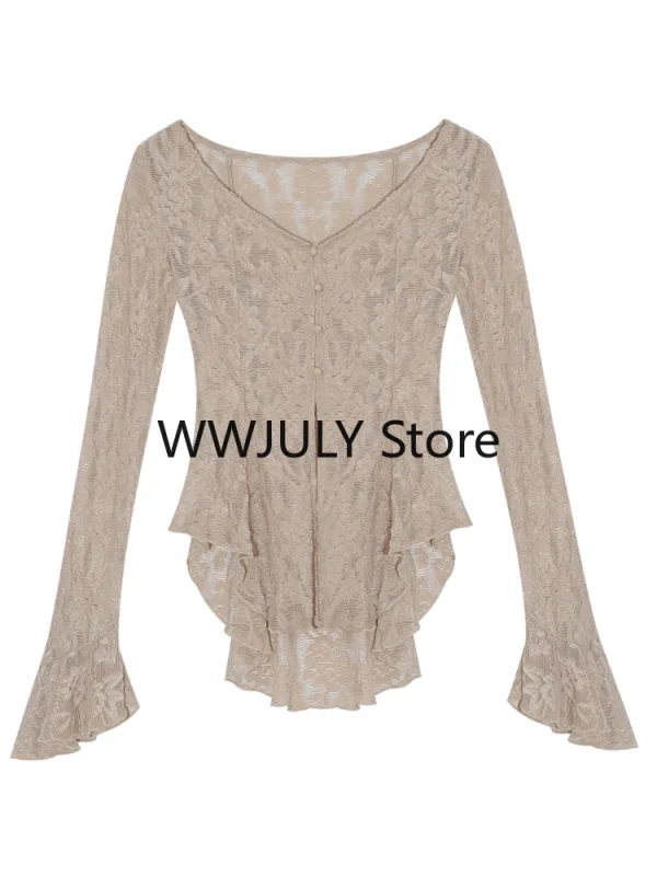 Korea Fashion 3 Piece Set Skirt Woman Thin Lace Tops - Image 5