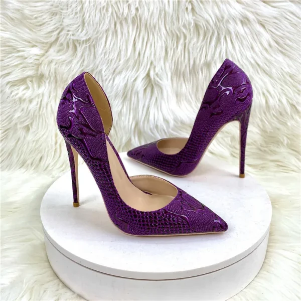 Effect Round Toe Women Solid White Simple High Heel Shoes - Image 7