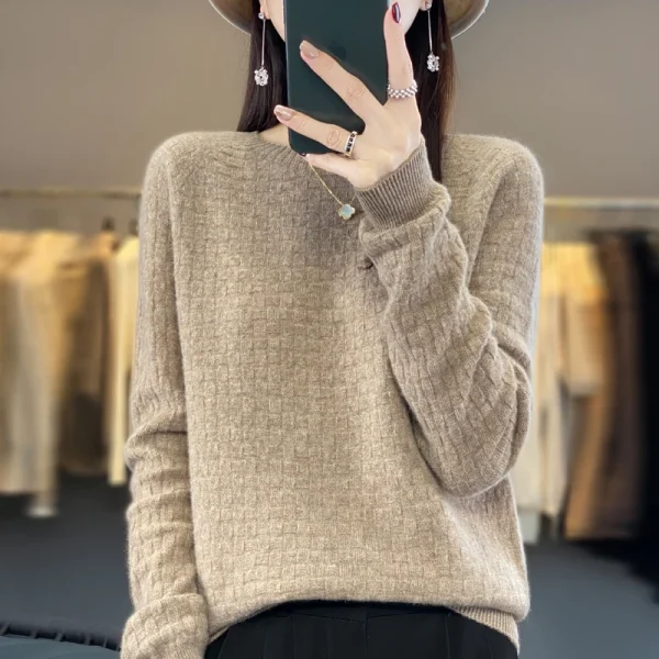 Wool Sweater O-neck Pullovers Casual Basic Long Sleeves Cashmere - Image 2