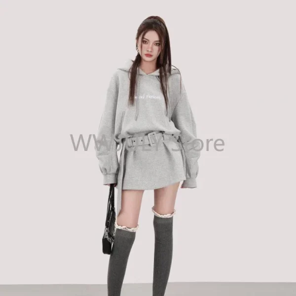 Spicy Girl Streetwear Gray Sweatshirt Hoodies Dress Autumn - Image 3