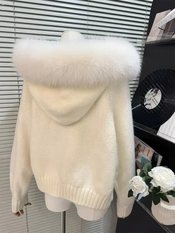 Winter Korean Fashion Causal Hooded Knitted Cardigan Commute Loose - Image 2