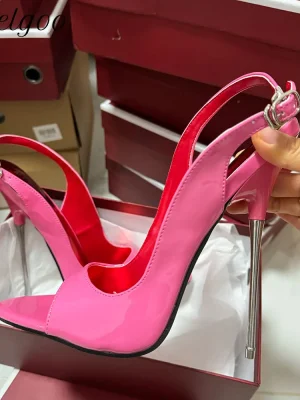 Woman Sandals 16cm Extreme Metal High Heels Sexy Thin Stilettos Pumps