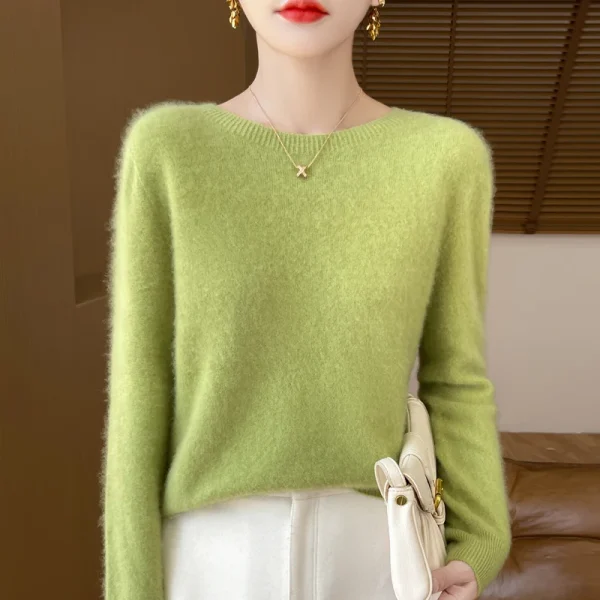 Winter new cashmere basic top long sleeve women's O-neck sweater - Image 4