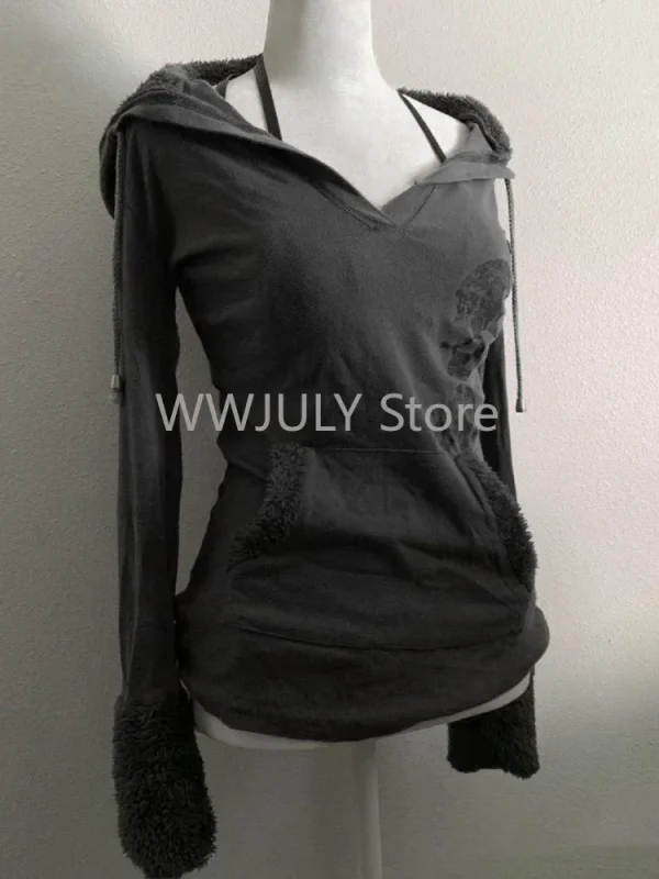 American Vintage Grey Long Sleeved T-shirt Autumn Fashion - Image 4