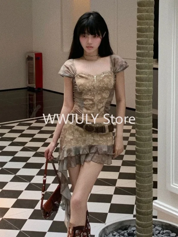 Irregular Hip Wrap Skirt Two Piece Set Fashion Female Clothes Chic - Image 5