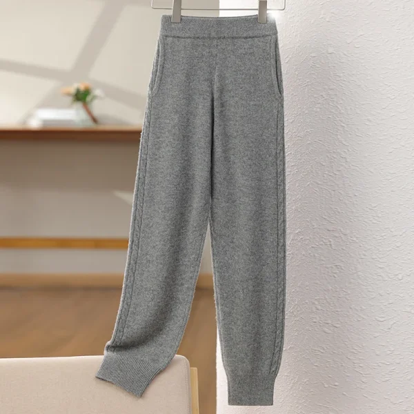 wool pants new cashmere warehouse women's warm bottom knit pants - Image 2