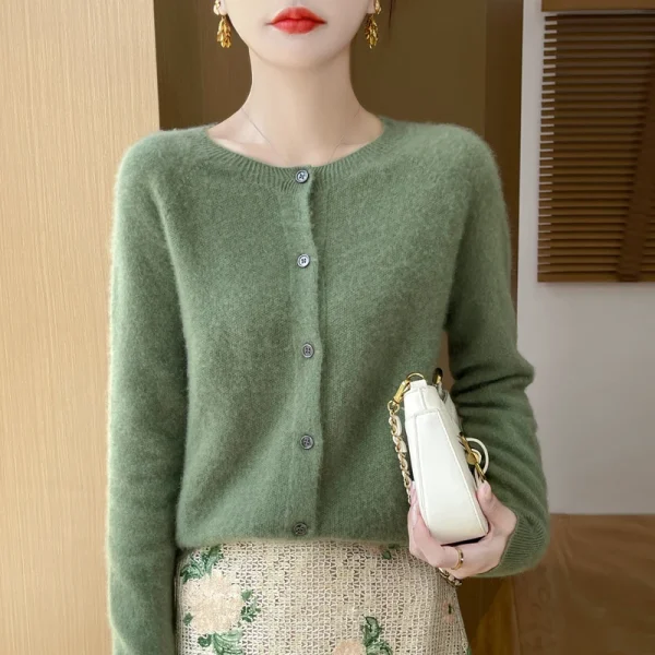 Wool Women Sweater Knitted Cashmere Cardigan Basic Knitwear Fashion - Image 5