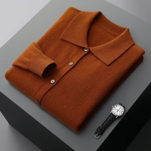 wool cardigan men's sweater long sleeve men's lapel sweater - Image 4