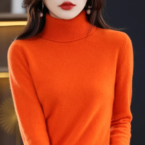 Wool Sweater Woman High Neck Pullover Keep Warm - Image 6