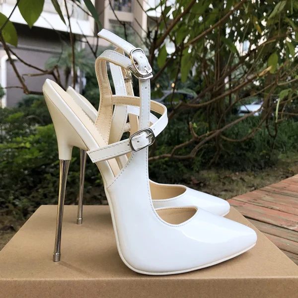 Women White 16cm Ultra High Heel Sandals Sexy Pumps - Image 3