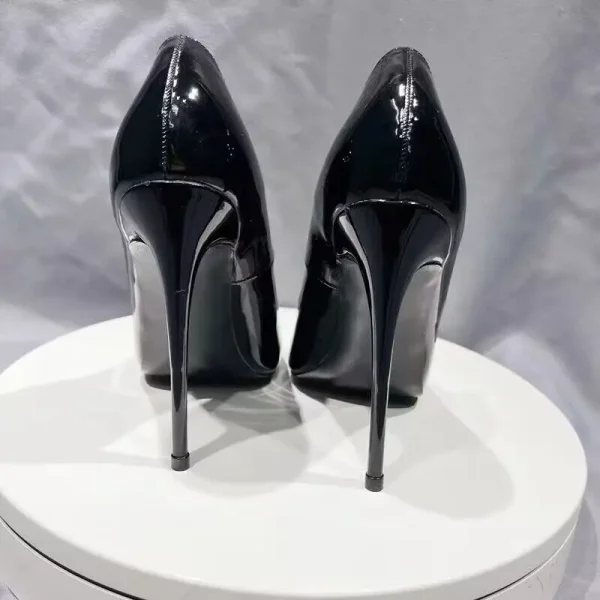 Plain Black Women Sexy Pointy Toe High Heel Shoes - Image 4