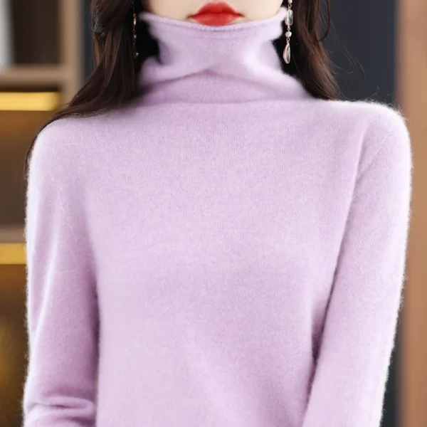 wool sweater women's high-necked pullover cashmere sweater - Image 2