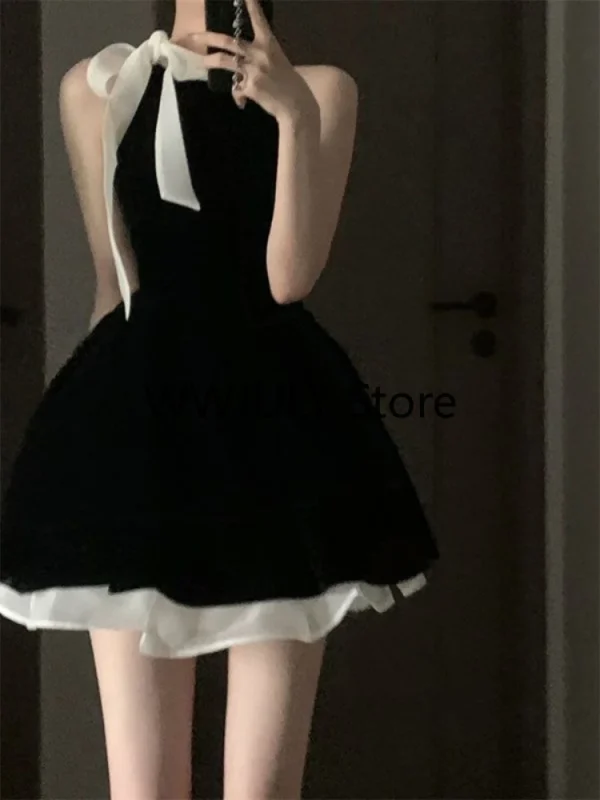 Mini Dresses Puffy Elegant Vintage Ladies Summer Fashion Chic - Image 3