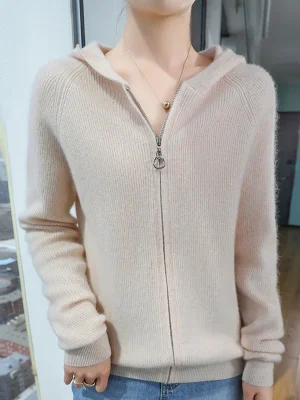 wool Fall/winter Cashmere sweater Women’s o neck cardigan warm